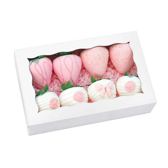 Cajas para galletas JOHOPACK, 50 unidades, panadería con ventana, 20 x 12 x 5 cm, color blanco