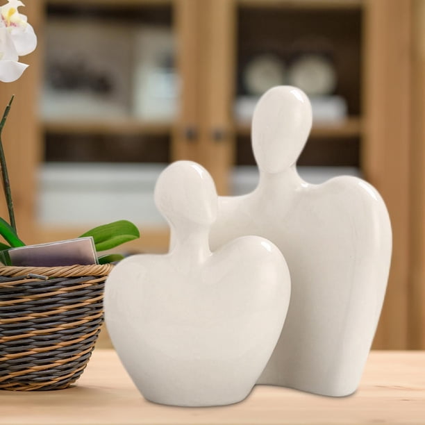 Esculturas abstractas para parejas, adorno de personaje cariñoso, artesanías modernas, estatua de cerámica para amantes, mesa, comedor, hogar, regalo Blanco Baoblaze Pareja estatua