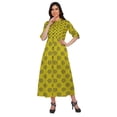 thumbnail image 2 of Moomaya Printed Roll Up Sleeve Long Kurti Front Slit Tunic Dress For Women, 2 of 5