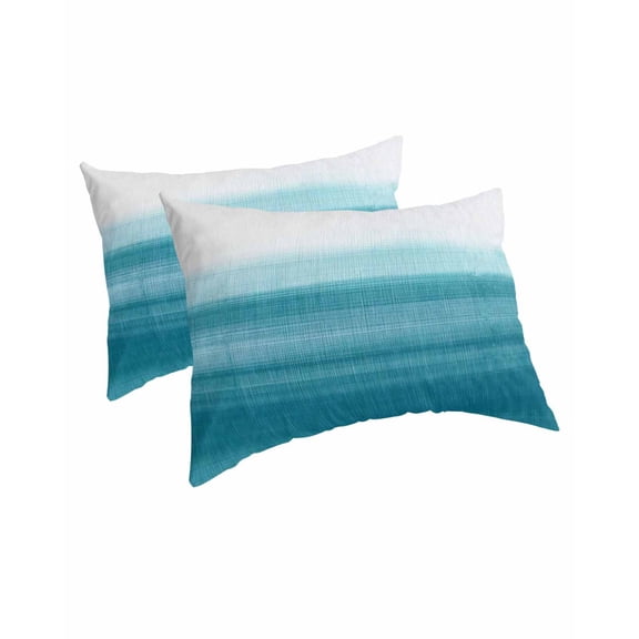 Turquoise White Ombre Pillow Covers King Size 2 Pack, Modern Country Abstract Stripes Soft Bed Throw Pillowcases Breathable Cooling Long Lumbar Body Pillow Sham Cover for Bed Sofa 20''x36''