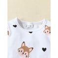 thumbnail image 6 of Caoirhny Baby Girls Autumn 3 Piece Outfits Long Sleeve Ruffle Romper and Fox Print Suspender Skirt Headband Sets, 6 of 9