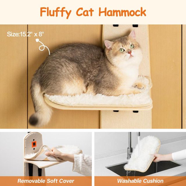 MEWOOFUN Multi-Level Door Hanging Cat Shelves Climber Door Mounted Vertical Cat Tree Tower with Cat Scratchers for Indoor Cats, 4-Levels Heavy Duty Cat Tree Tower, Space Saving Cat Tree For Renter Con