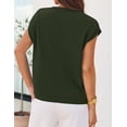 thumbnail image 4 of Merokeety Womens Summer Floral Knit Short Sleeve Loose Sweater Vest ArmyGreen l, 4 of 6