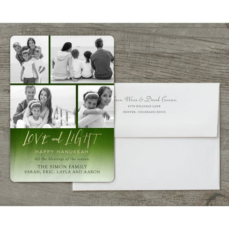 Love and Light - Deluxe 5x7 Personalized Holiday Hanukkah Card