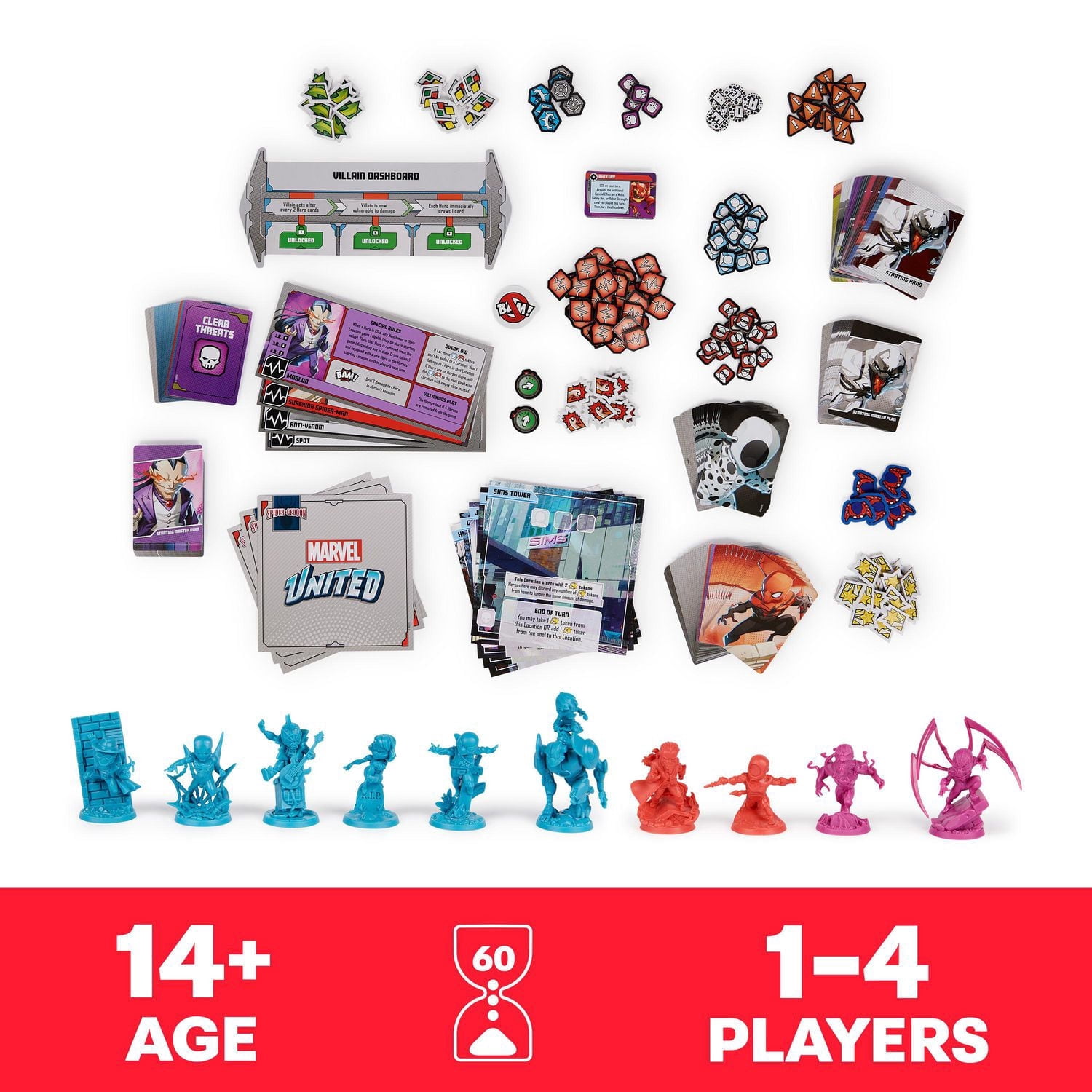 Marvel United Spider-Geddon Strategy Board Game Collectible Marvel Figurines Strategy Game Christmas Gifts for Teens, for Ages 14+