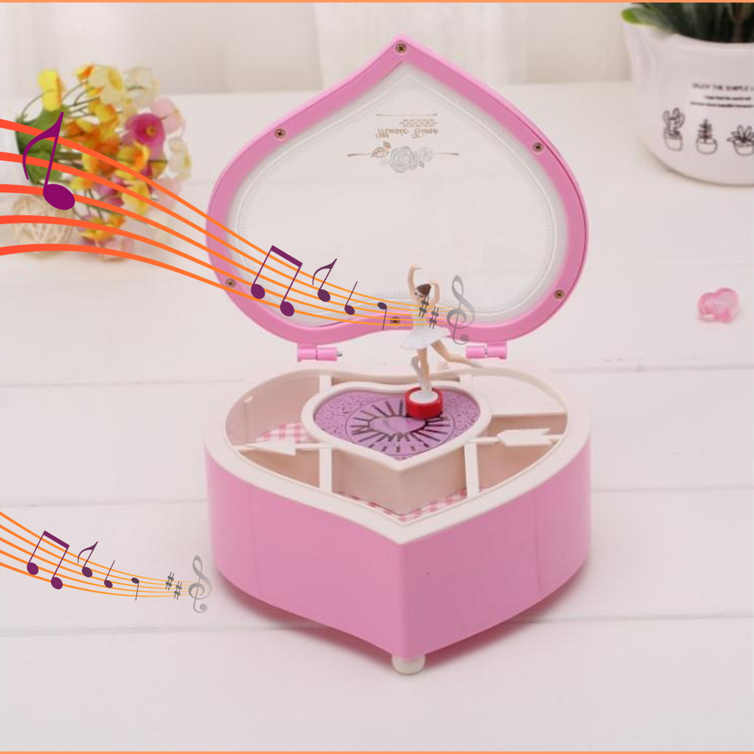 Shop LC Pink Heart Shape Ballerina Jewelry Box with Ballet Dancing Musical  Memory Boxes Keepsake for Room Decor, Birthday  Valentine Gifts 