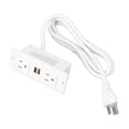 thumbnail image 3 of Recessed Power Strip 2 AC Outlets 2 USB Ports Furniture Desktop Embedded Power Socket 1.5m Cable US Plug 125V, 3 of 7