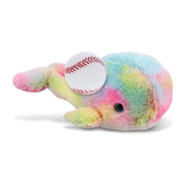 DolliBu Large Rainbow Whale Stuffed Animal with Baseball Plush - Soft Huggable Whale, Playtime Plush Toy, Cute Ocean Life Gift, Super Soft Plush Doll Animal Toy for Kids and Adults - 9 Inches