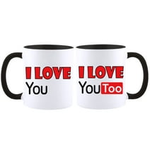 Couples Mug Couple Mug 11OZ Coffee Mug Gift Set - I Love You, I Love You too- Mugs For Husband and Wife - Him And Her Gifts for wedding anniversary Birthday housewarming-Black