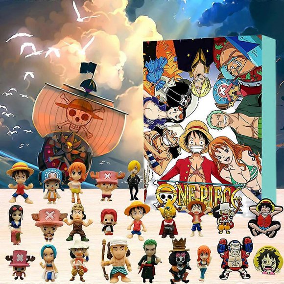 Rongmi 2024 One Piece Figurine Articulée Modèle Jouet Calendrier de l'Avent de Noël Compte à Rebours de 24 Jours Boîte Surprise Surprise Cadeau