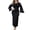 Black, variant on AURA Plus Size Maxi Dress Long Sleeve U Neck Color Block Elegant Commuting Bell Sleeve Polyester Long Skirt 0XL 4XL Blue Black