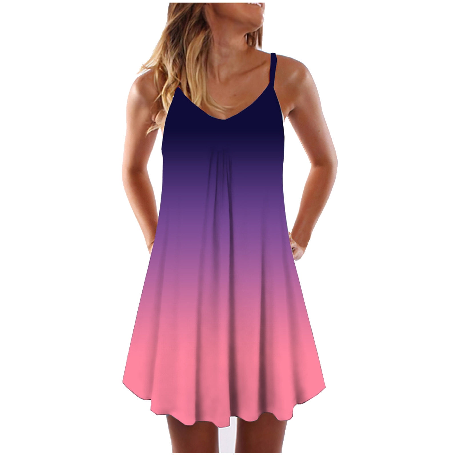 Teen Girls Flowy Mini Dresses Gradient Spaghetti Strap Camisole Dresses for  Women A-Line Summer Dress Party Club Gown - Walmart.com