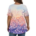 thumbnail image 4 of XADYUY Womens Plus Size Summer Tops 4x-5x Sexy Short Sleeve Tops Colorful Floral Print T-Shirt V Neck Tshirts Dressy Casual Womens Clothing,2XL Purple Pink, 4 of 4