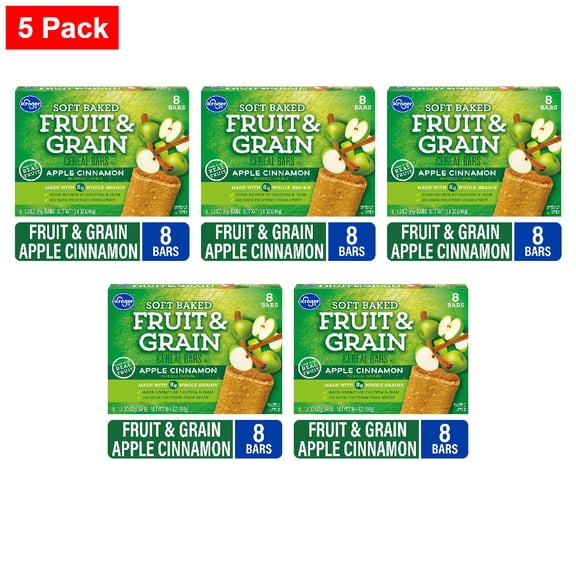 Kroger Fruit and Grain Apple Cinnamon Cereal Bars 8 ct / 1.3 oz - 5 Pack