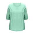 thumbnail image 5 of Women's Embroidered Blouses 2026 Short Sleeve Lace Trim Crew Neck Trendy Casual Tops Pullover Shirts, 5 of 6