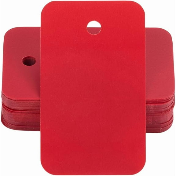 200Pcs Red Plastic Shipping Tags Blank Waterproof Tags Rectangle 1.18 x 1.97 Inch FireBrick Eyelet Hanging Identification Tag Labels for Identify Name ID Card Handbag Luggage Outdoor Tagging