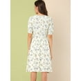 thumbnail image 5 of DARING DIVA Peter Pan Collar A-Line Flowy Midi Chiffon Floral Dress XS White, 5 of 6