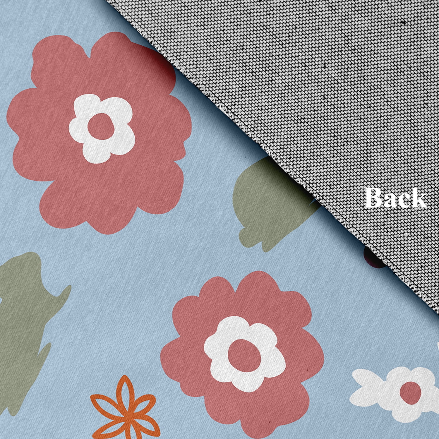 4' x 6' Simply Daisy Flowery Love with Bunnies Traditional Chenille Area Rug, Lighter than Air Blue