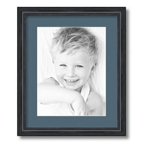 ArtToFrames 14x17" Matted Picture Frame with 10x13" Single Mat Photo Opening Framed in 1.25" Black Stain on Solid Red Oak and 2" Dutch Blue Mat (FWM-4083-14x17)