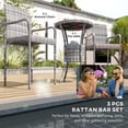thumbnail image 3 of 3-Piece Grey Rattan Patio Bar Set with Ice Bucket | Outdoor Bistro Table & Stools for Living Space & Entertaining, 3 of 7