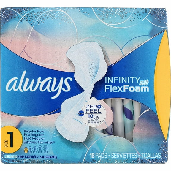 Always Infinity with Flex Foam Flexi-Wings, Regular Flow 18 ea (Pack of 4)