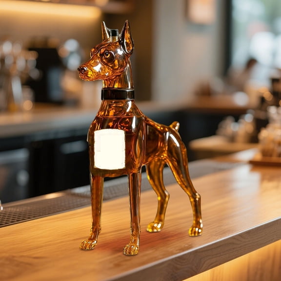 Doberman Pinscher Glass Whiskey Decanter - Dog Shaped Liquor Bottle with Collar, Home Decor Aesthetic, Elegant Home Bar Decor, Perfect 2026, Valentine's Day & Easter Gift for Whiskey Lovers, White