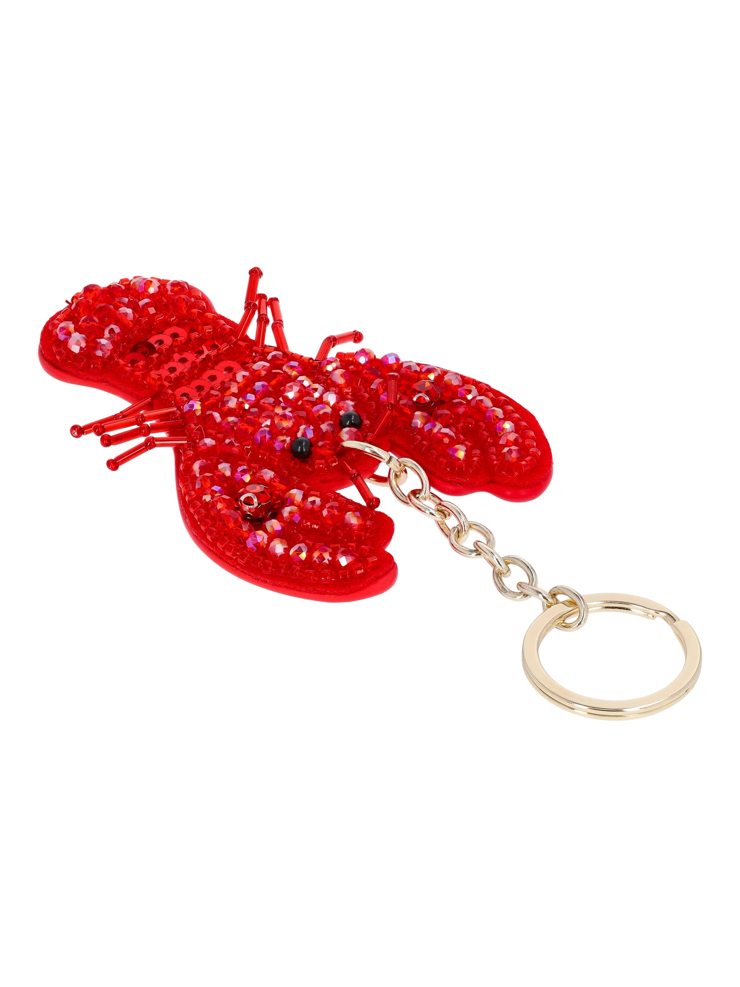 No Boundaries Women's Beach Icons Bag Charm, Red Rhinestone Lobster