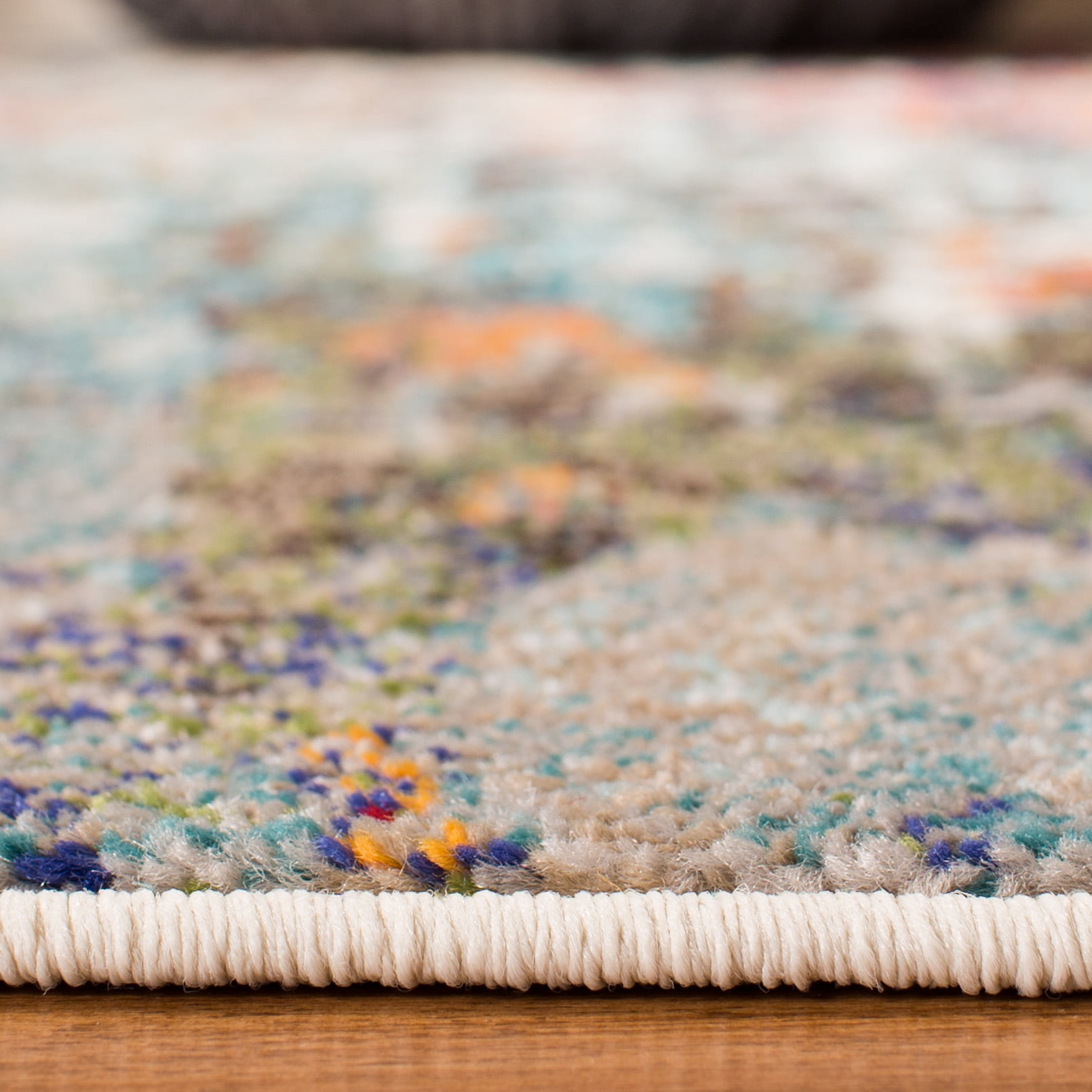 SAFAVIEH Madison Flowers Vintage Abstract Area Rug, Grey/Blue, 8' x 8' Round