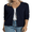 Navy, variant on QUALFORT Women’s 100% Cotton Lightweight Button-Front Cardigan Sweater，V-Neck Long Sleeve Knit, Black M-2XL