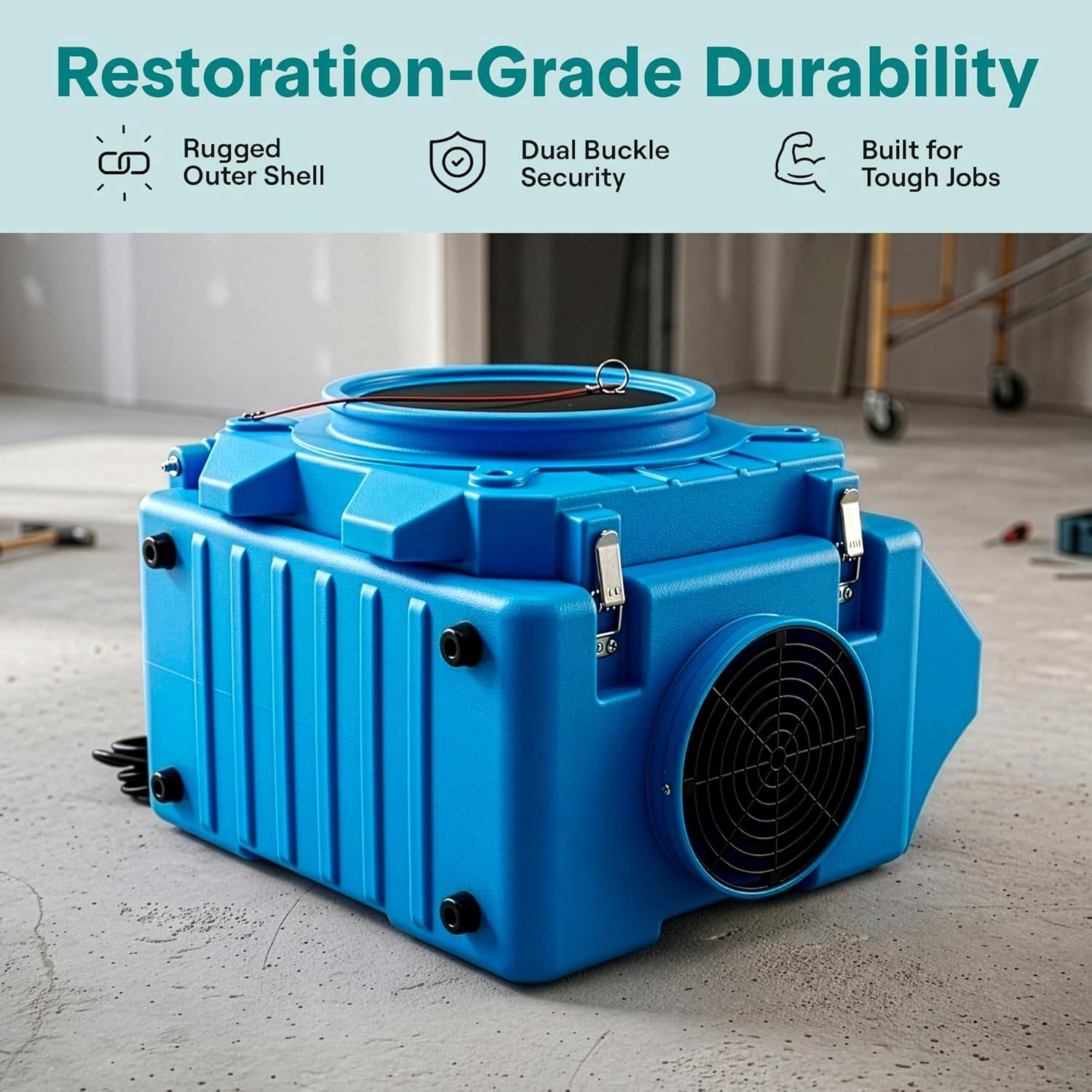 SereneLife Air Scrubber – Commercial HEPA 3-Stage Filtration System with MERV-10, Portable Air Cleaner with Carbon Filter, Adjustable Airflow for Dust & Odor Removal (Blue)