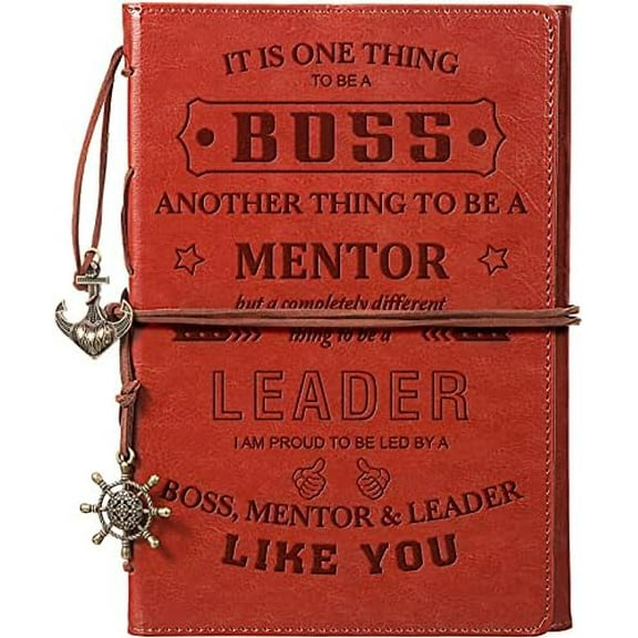 Christmas Leader Gifts Refillable Leather Journal Gifts for Leader 200 Pages Engraved Notebook Leader Appreciation Gifts for Mentor Thank You Gift for Coworker Leader Lady Women Men$$Office