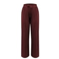 thumbnail image 4 of FUNUONY Wide Leg Pants Woman Yoga Pants with Pockets Stretch Loose Casual Lounge Sweatpants Ladies' Autumn and Winter Solid Color Elastic Waist Loose Straight Casual Pants Wine L, 4 of 9