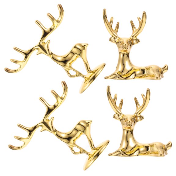 Raindrops 4Pcs Zinc Alloy Golden Reindeer Ornament for Home Decor and Christmas Tabletop