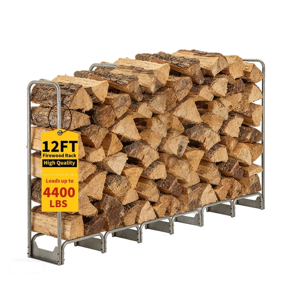 Heavy Duty Firewood Rack with 600D Waterproof Cover – Steel Log Holder for Indoor & Outdoor Use – Rust-Resistant Wood Organizer for Fireplace, Patio, Fire Pit – Size: 144 x 14.2 x 48 inch
