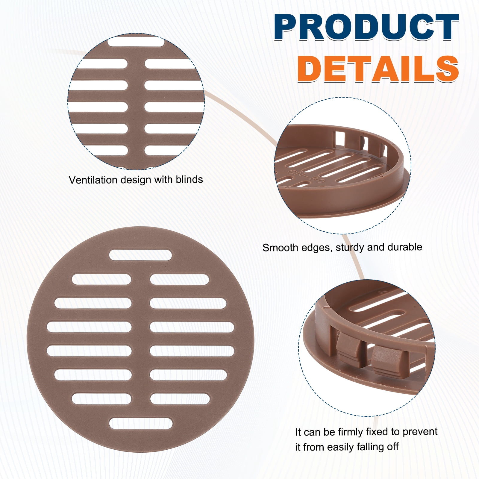 Uxcell 24 Pcs Round Soffit Vents (80mm / 3.15") - Plastic Louver Soffit Air Vent Cover Circular Air Mesh Screen Grille for Home/Bathroom/Wall/Ceiling/Cabinet, Brown