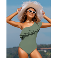 thumbnail image 2 of Hilor Women's One Piece Swimsuits Double Ruffles One Shoulder Monokini Bathing Suits, 2 of 6