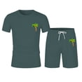 thumbnail image 1 of Men's Suits Summer Coconut Tree Print Short Sleeve Shorts Sportswear set for Men Lightweight Daily Wear Breathable Modern Design, 1 of 4