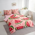 thumbnail image 3 of Manfei Red Kawaii Watermelon Bedding Comforter Set 7-Piece, Cartoon Fruit Print King Bedding Sets, Teen Boy Girl Kid Reversible Bed Sheets, Microfiber Bedroom Decor, 3 of 7