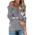 thumbnail image 2 of DailyTrove Women's Heart Print Knit Sweater, Long Sleeve, Casual Garden & Brunch Wear, Soft , Contrast Hem, Plus Size Friendly, 2 of 6