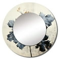 thumbnail image 2 of Designart "Minimalist Interpretation Of Granite Leaves" Leaves Grey Large Round Mirror - Round Bedroom Mirror Wall Decor - Traditional Round Printed Mirror - 23" x 23", 2 of 6