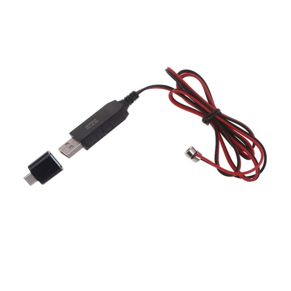 Magnetic USB Charging Cable Cord with Type-C Adapter for 3.7V 14500 16340 26650 Rechargeable Batteries with Indicator