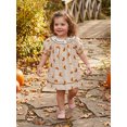 thumbnail image 6 of RUINIXCW Toddler Baby Girl Thanksgiving Dress Outfit Kids Little Baby Girl Fall Winter Plaid Gingham Dress Homemade Rolls Croissant Print Short Sleeve Casual Dress, 6 of 8