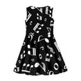 thumbnail image 4 of Renewold 5-6 Years Olds Kids A Line Midi Tank Dress Music Notes High Waistline Skater Dress Girls Black Dress Up Clothes for Play Outdoor Vacation Dresses, 4 of 6