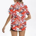 thumbnail image 5 of JTZGDY Women Hawaiian Shirt Soft Cool Summer Hawaii Shirts Floral Tropic Print V Neck Collared Beach Vacation T-Shirt Short Sleeve Button Up Lightweight Cardigan Tops Red#01 XXXXL, 5 of 7