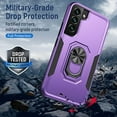 thumbnail image 2 of SamSung Galaxy S21FE mobile phone case, military grade shockproof cover pass, 15 foot drop test protective cover, with magnetic support and vehicle support（purple）, 2 of 3