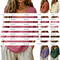 thumbnail image 3 of Mature Women Clothing, Womens Linen Tops 3/4 Sleeve V-Neck Linen Cotton Tunic Blouse, Casual Peasant Shirts Soft Light Beach Vacation Tees Loose Airy Shirts for Outdoor Leisure And Vacations, 3 of 9