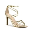 thumbnail image 1 of BLISSFUL STEP Women's Open Toe Strappy Straps Prom Stiletto Heels Sandals Gold 9, 1 of 8