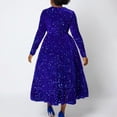 thumbnail image 3 of AURA Women’s Sequin A-Line Dress Round Neck Long Sleeve High Waist Mid-Length Zipper S-XXXL, 3 of 7