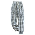 thumbnail image 3 of Lroveb Pajama Pants for Women, Lounge Pants Womens, Womens Elastic Drawstring Waist Loose Wide Leg With Pockets Three Color Plaid Trousers Gray, 3 of 5