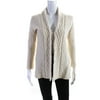 Pre-owned|Ply Cashmere Womens Cashmere Cable-Knit Texture Open Front Cardigan Cream Size M